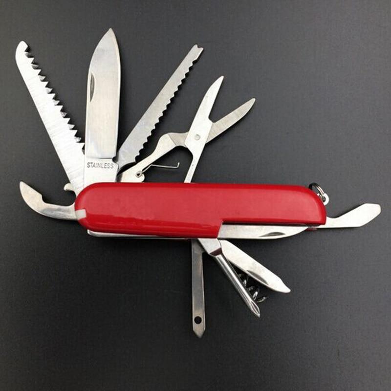 1PC Cheap Multi Tools Fold Knife 11 in 1 Multi-function Hunting Knives Portable Pocketknife 91mm Folding Outdoors Survival Knife