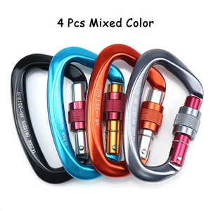 4pcs Professional Climbing Carabiners 25KN D Shape Climbing Buckle Lock Safety Lock Outdoor Climbing Equipment Accessories